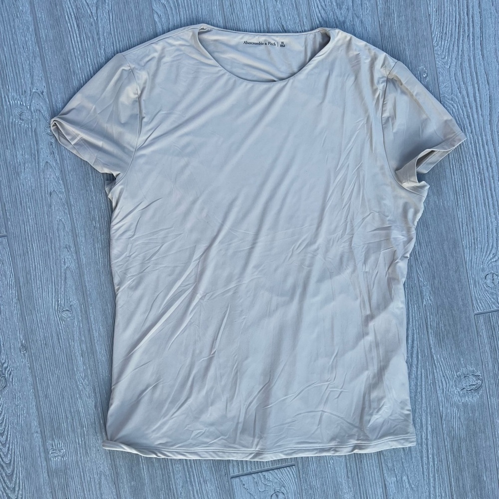 Abercrombie Seamless Buttery Soft Nude Beige Double Lined Tee Size XL